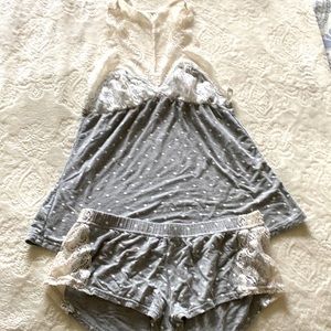 Adore Me grey polka dot pajama set size small